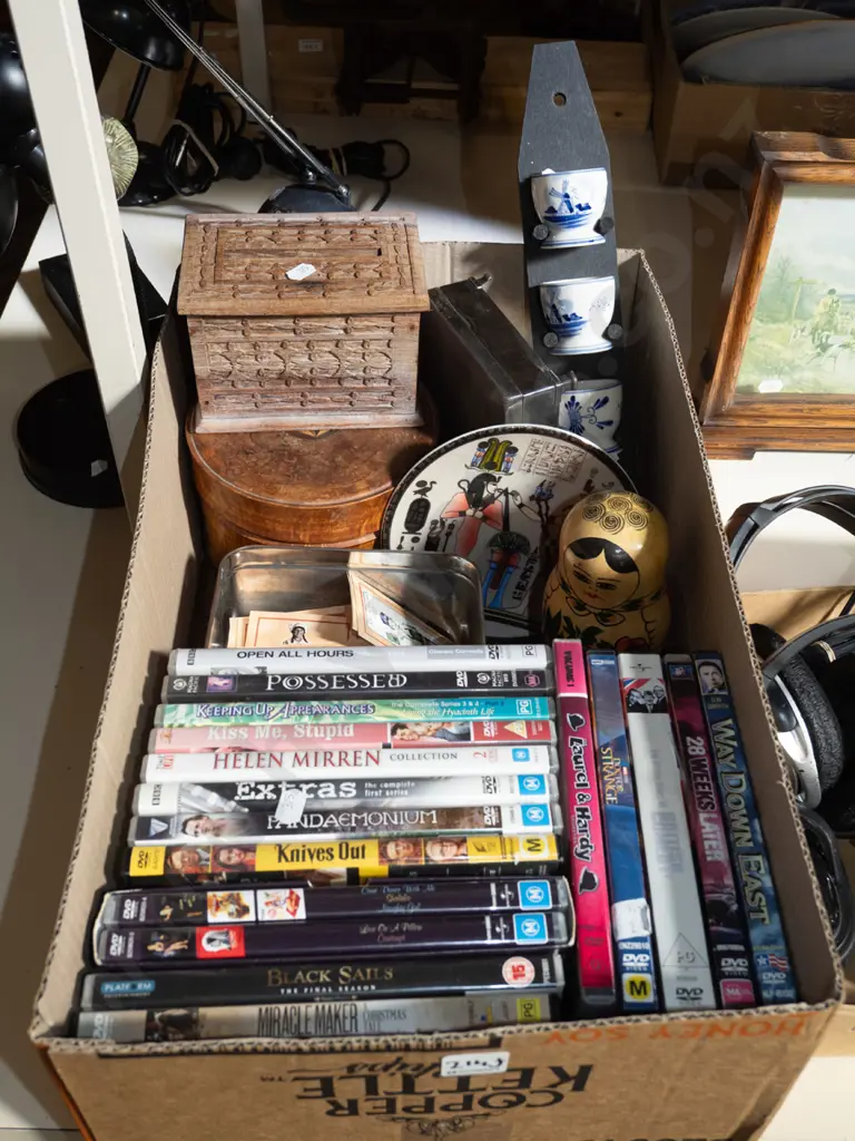 box; DVDs, Russian dolls, delft egg cups etc Image 1++