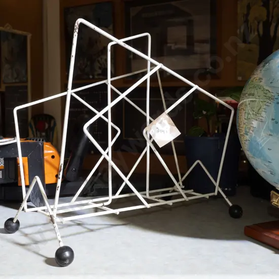 white painted retro magazine rack