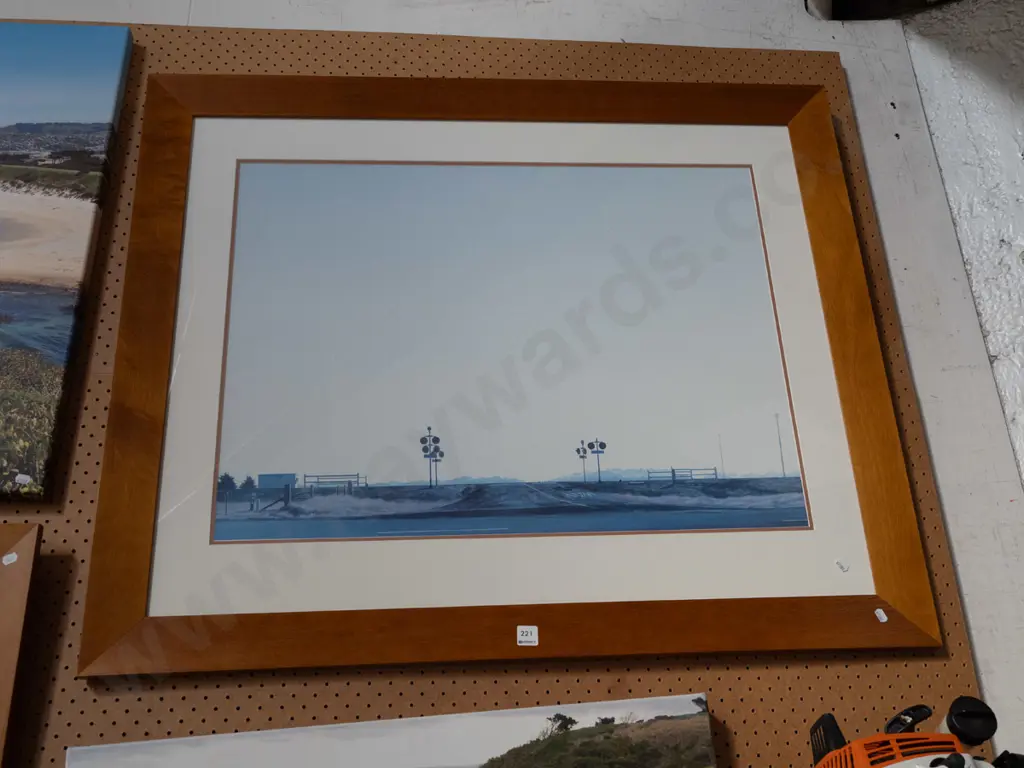 framed Grahame Sydney poster print - railway crossing Overall H900 Image 1++