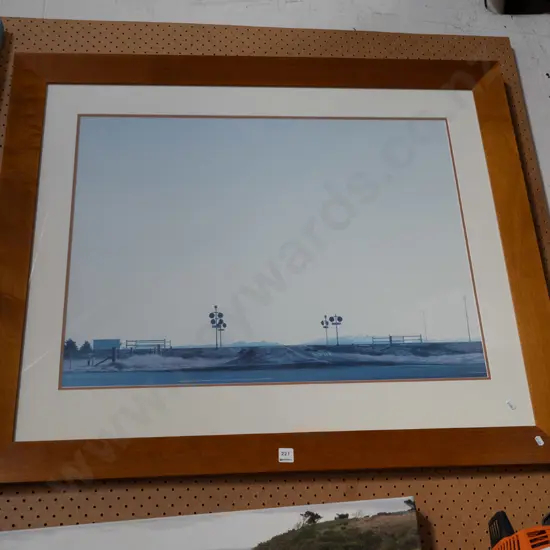 framed Grahame Sydney poster print - railway crossing Overall H900