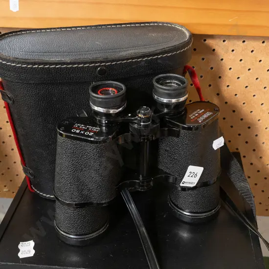 cased Tasco 20x50 field binoculars