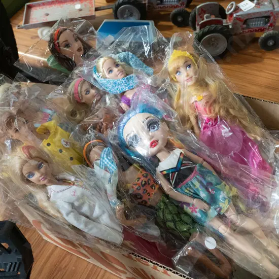 box; dolls and dolls furniture