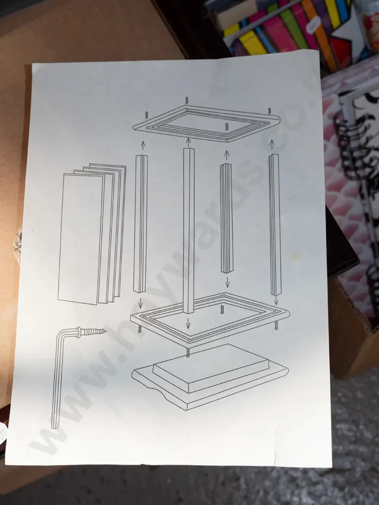 7x boxes of yet to be assembled wood and glass stands Image 1++