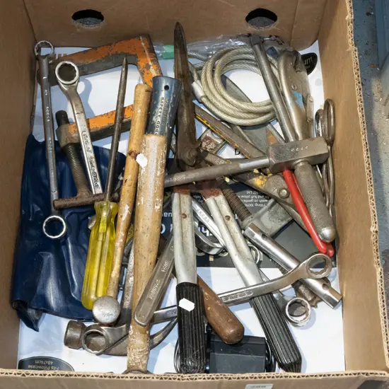 box of tools; spanners, hammers etc