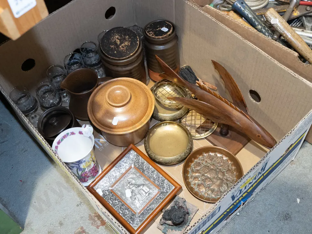 box; wooden flying fish ornament, canister, jug etc Image 1++