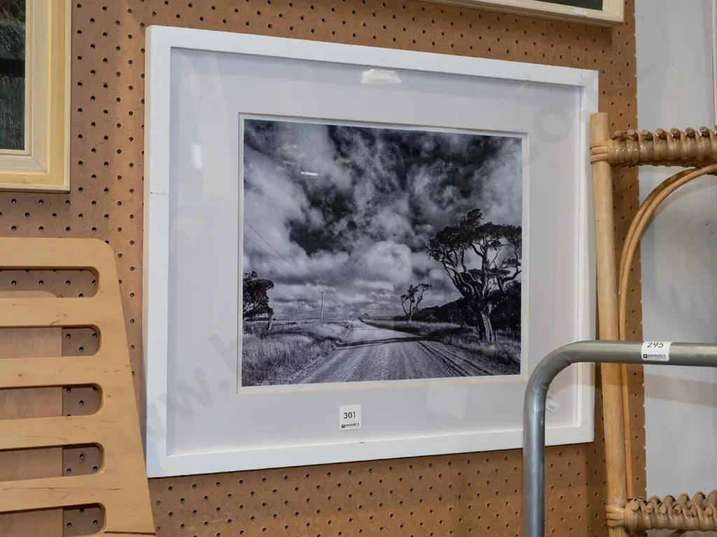 framed black and white photograph - country road Image 1++