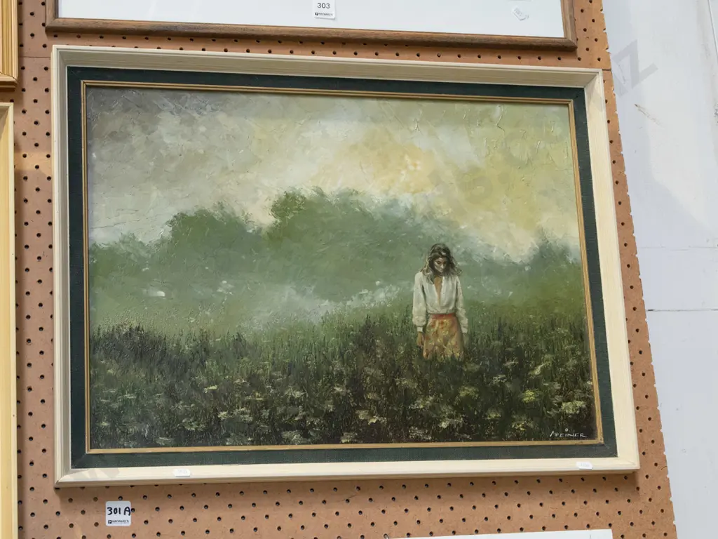 Steiner - framed acrylic on board - woman in field Image 1++