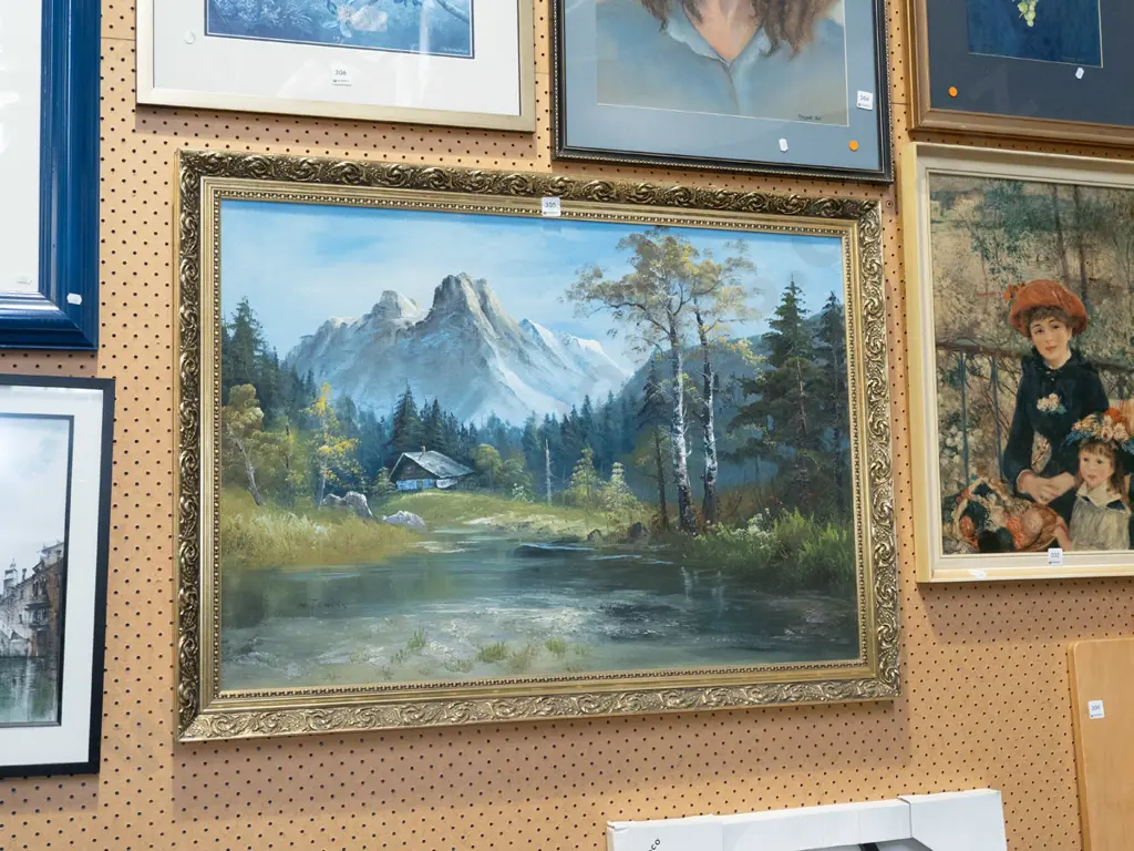 oil on board - lake and mountain scene Image 1++