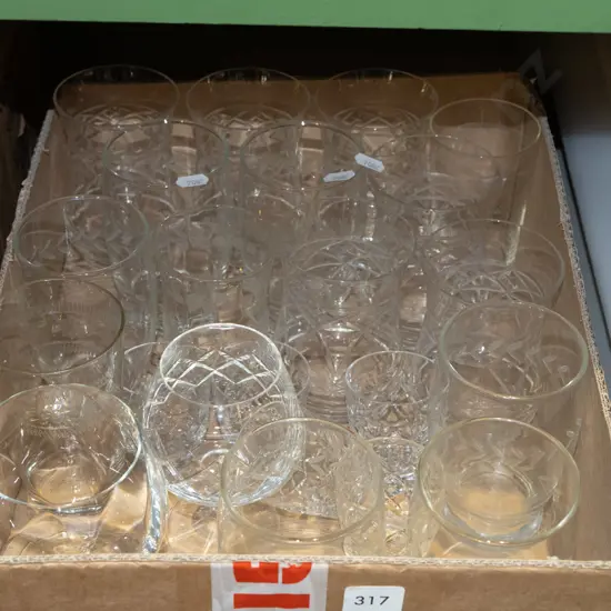 box; cut crystal glasses