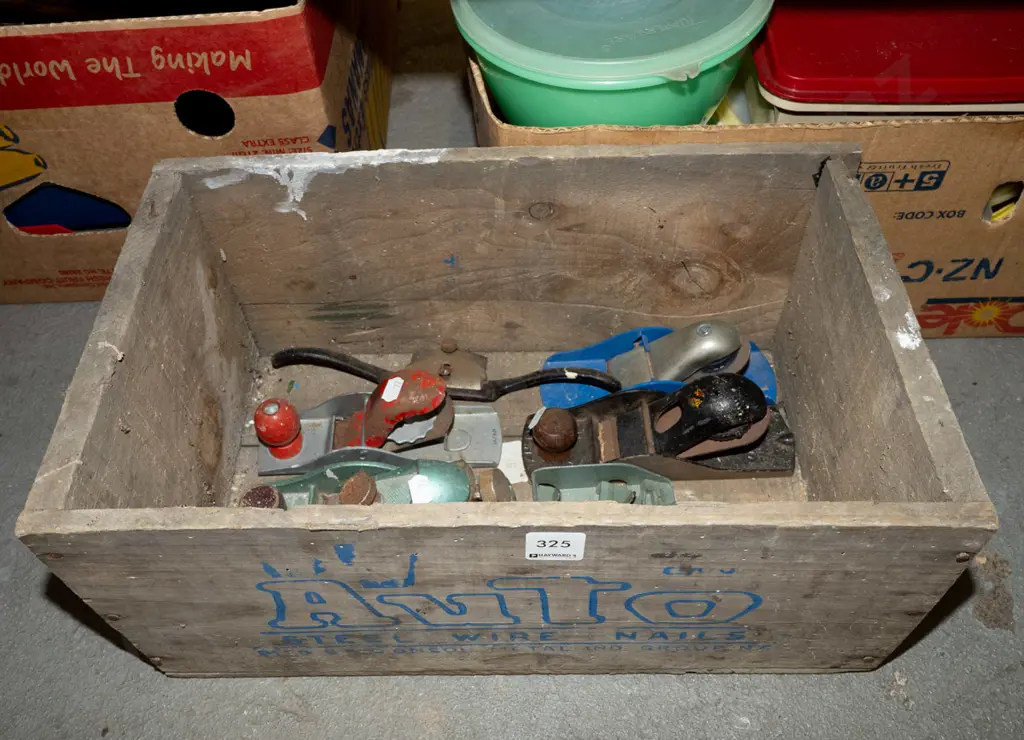 wooden nail box and hand planes Image 1++