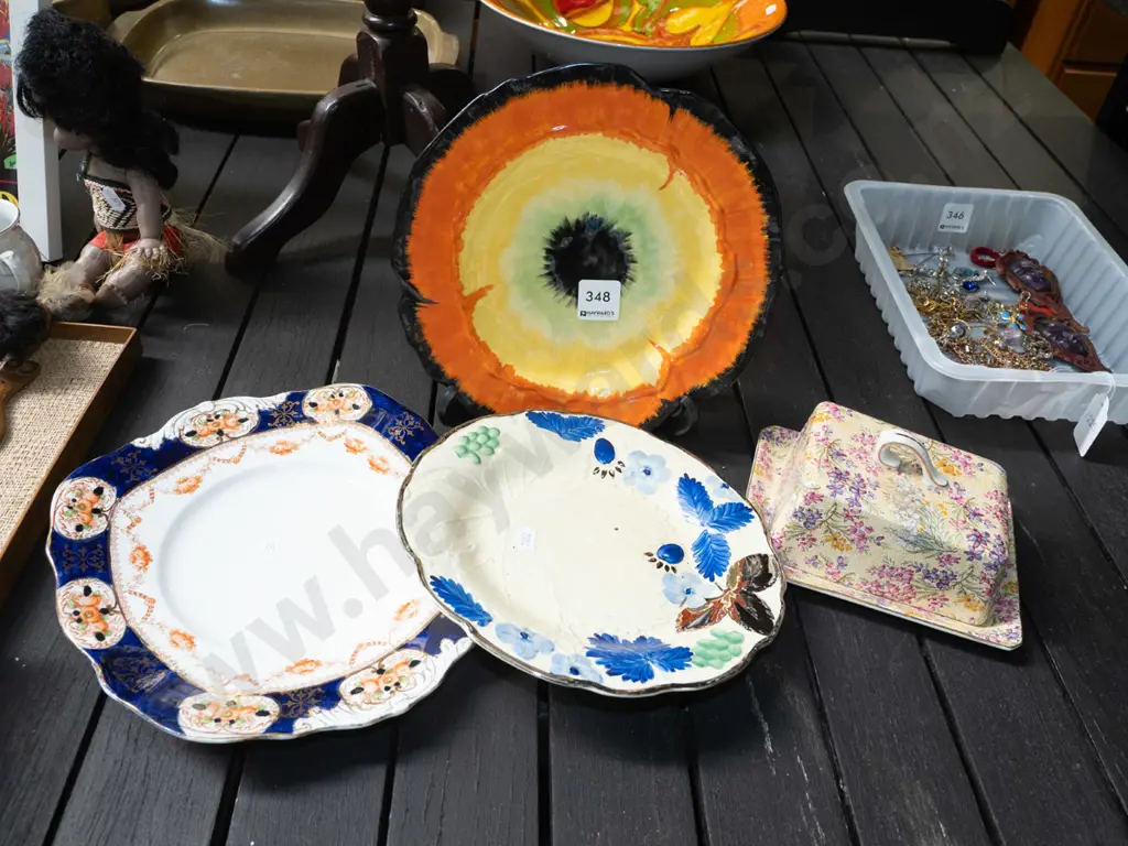 cheese cover dish, 3x plates- stains and crazing Image 1++