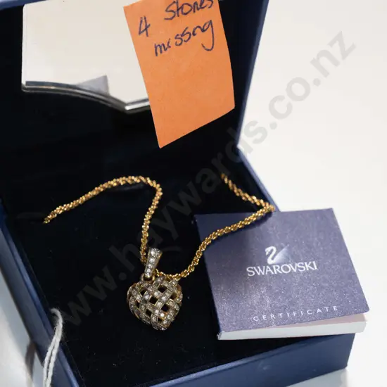 Swarovski heart pendant & chain - missing 4 stones