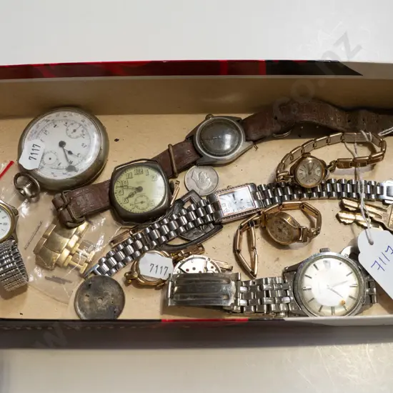 tray of assorted watches & watch parts - faults