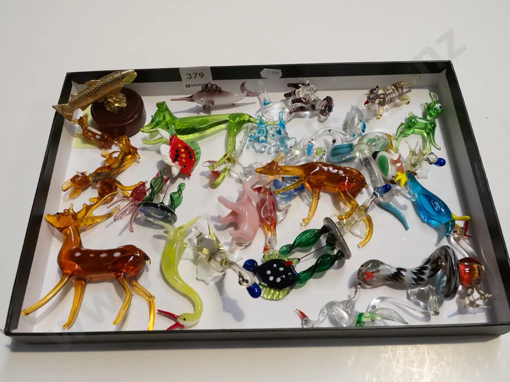 tray of glass animal ornaments Image 1++