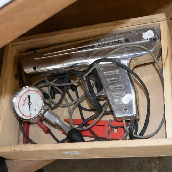 box; timing light and pressure tester