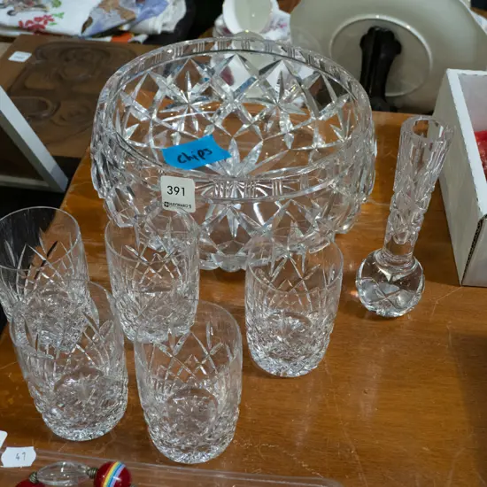 cut crystal bowl - chips, tumblers, vase