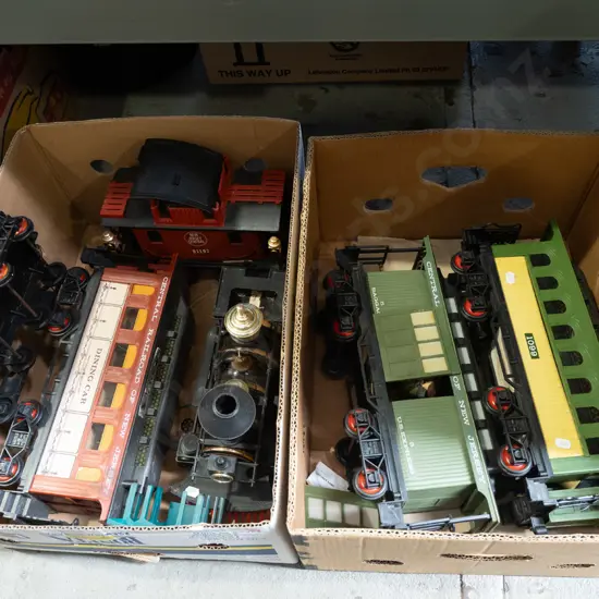 2x boxes of Jim Beam train decanters and wagons -all empty -  red dots