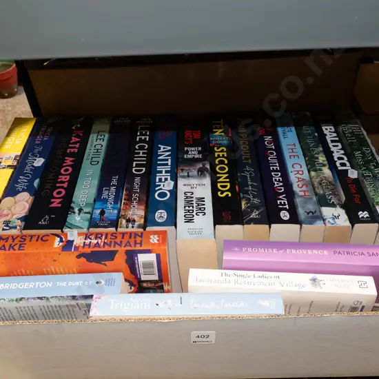 box; various books