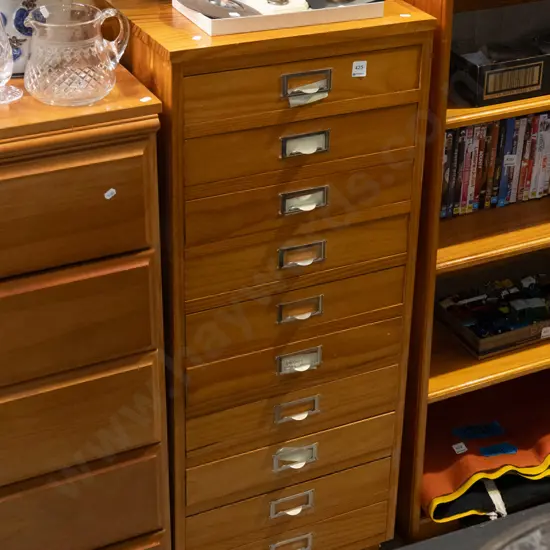 solid pine 10 drawer specimen chest H1140 W460 D370