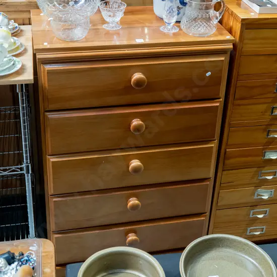 rimu and mdf 5 drawer chest H1060 W1690 D400