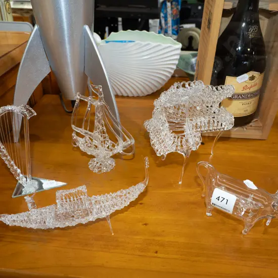 5x hand blown glass ornaments