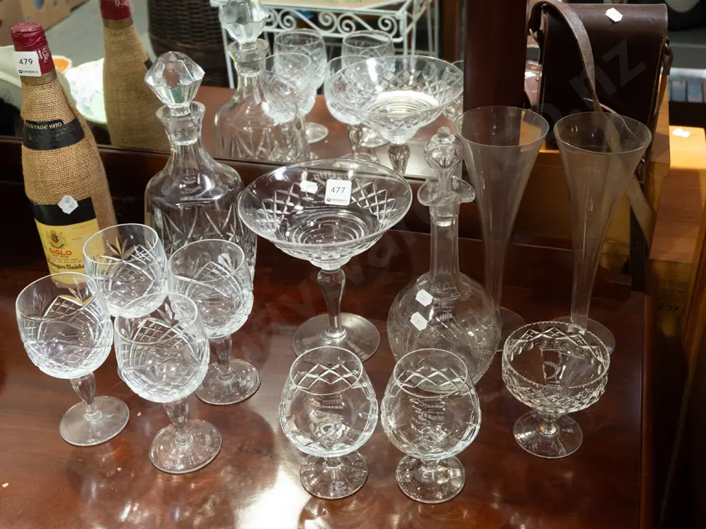 cut crystal comport, decanter, stemmed glasses etc Image 1++