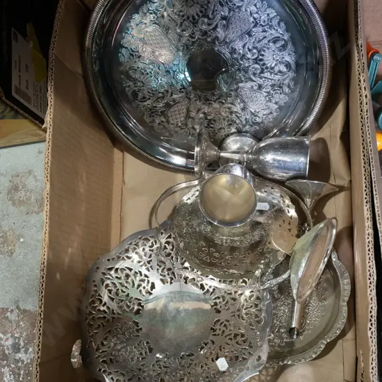 box of plated ware