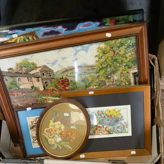 box; needleworks, pastel etc