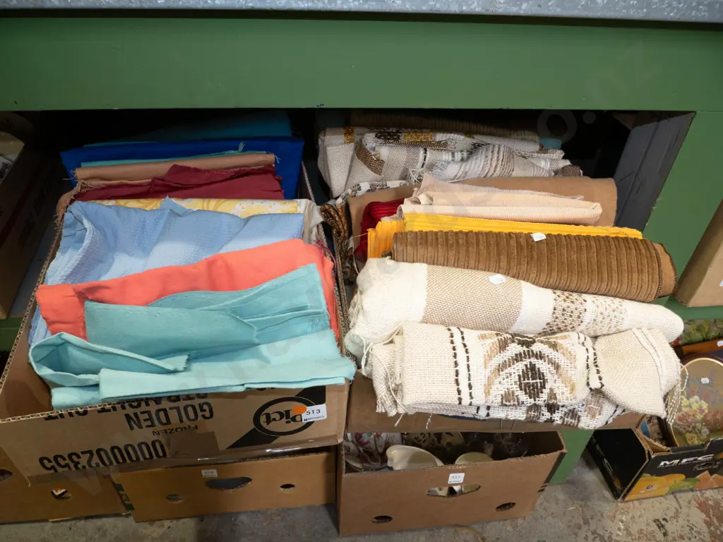 2x boxes of fabric - orange dots Image 1++