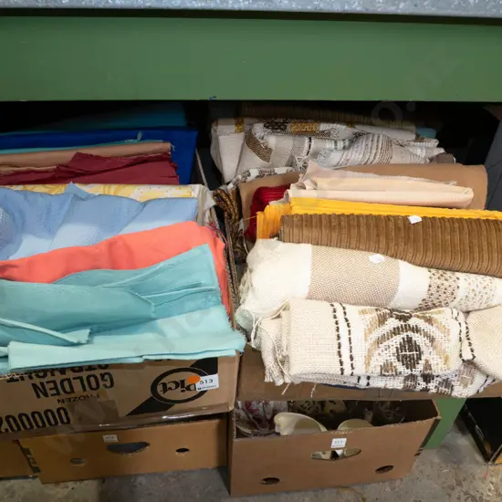 2x boxes of fabric - orange dots