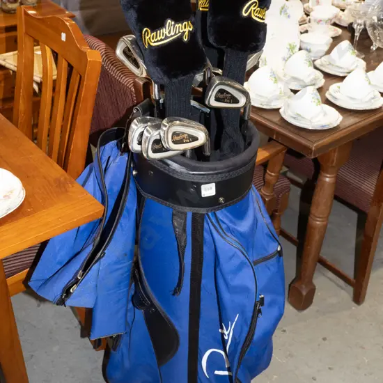 golf bag and Rawlings golf clubs