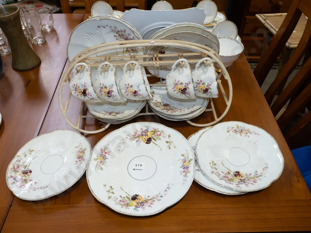 floral cups, saucers, plates and stand Image 1++