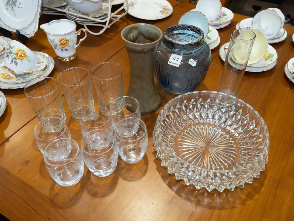 blue glass rose vase, Temuka vase, tumblers etc Image 1++