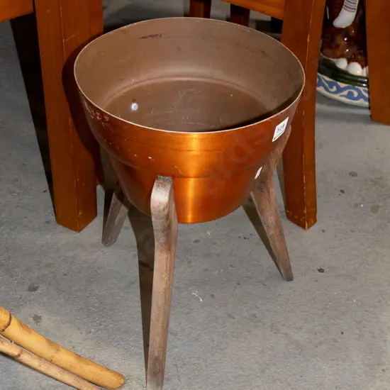 retro spun aluminium jardiniere stand
