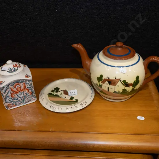 Torquay teapot and stand, Masons Packwood canister