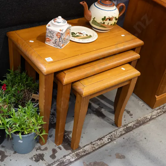 solid pine nest of 3 tables