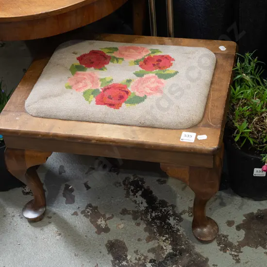 cab leg tapestry topped footstool