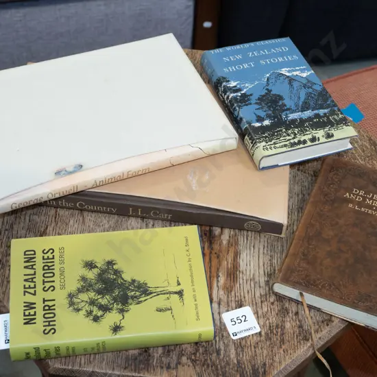 various books (2 Folio Society slip-cases have wear, staining or fading)
