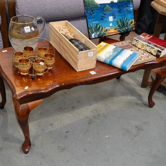 mahogany cab leg coffee table