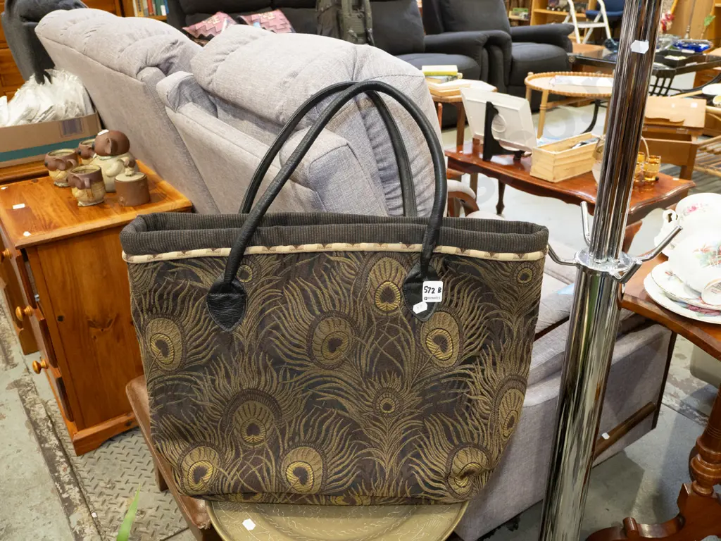 leather and fabric tote bag Image 1++