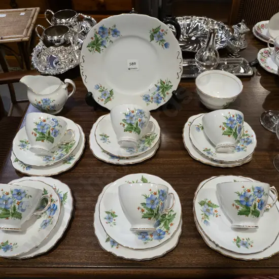 Colclough blue floral 21 piece tea set