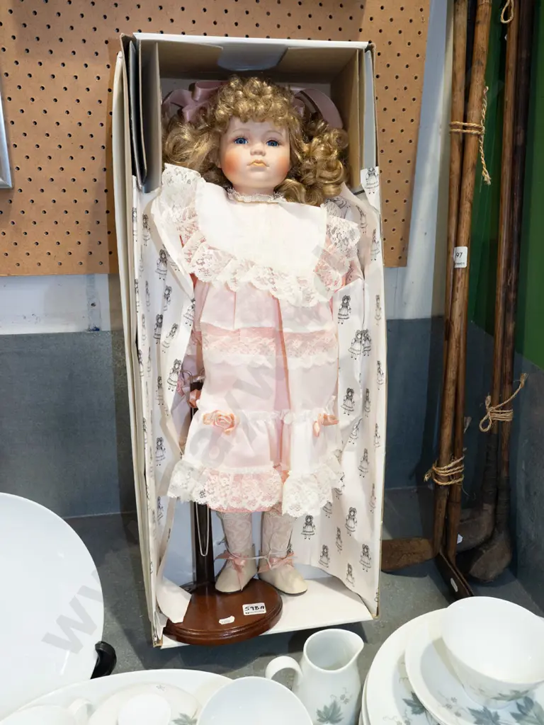 boxed Hillview Lane display doll and stand Image 1++