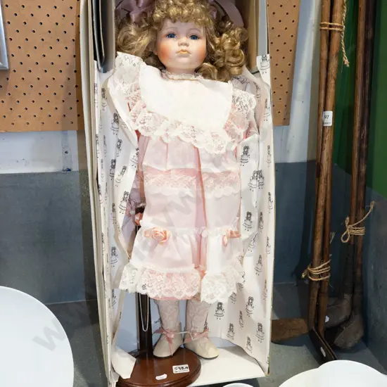 boxed Hillview Lane display doll and stand