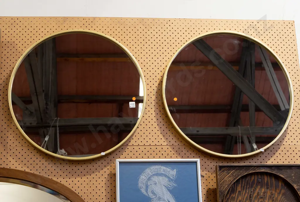 circular wall mirrors x2 Diam600 - orange dots Image 1++