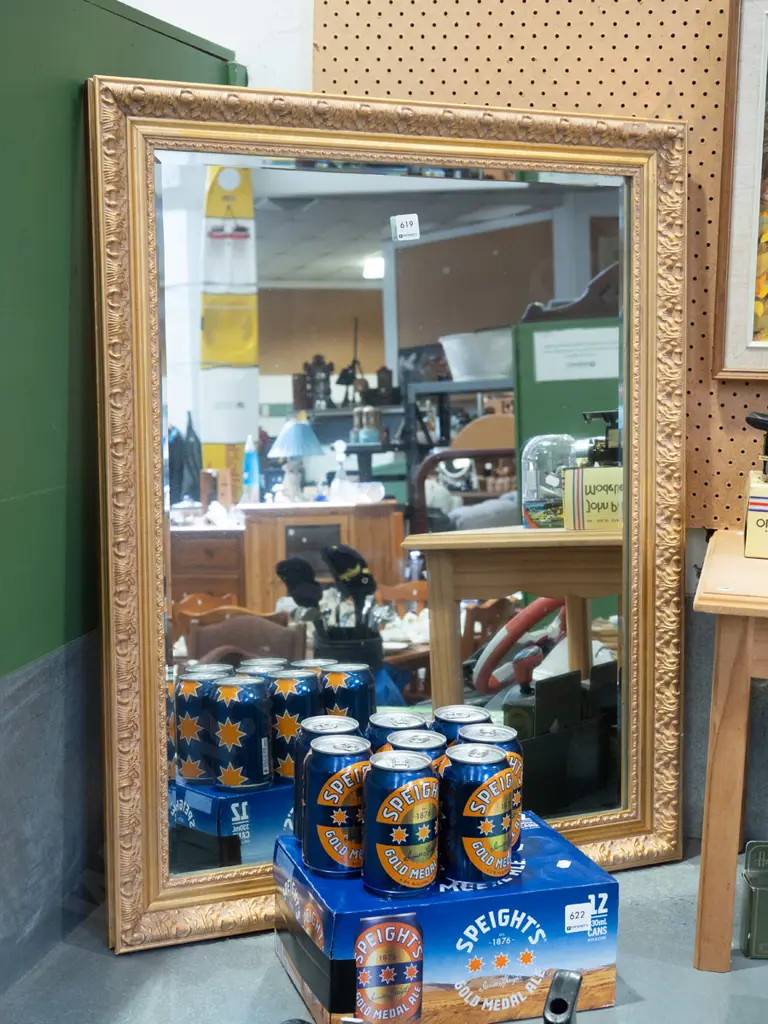 gilt framed bevelled edge wall mirror H830 W680 Image 1++