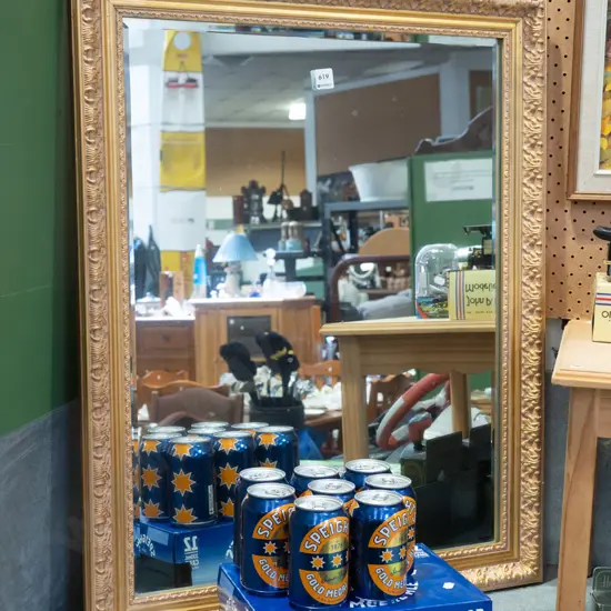 gilt framed bevelled edge wall mirror H830 W680