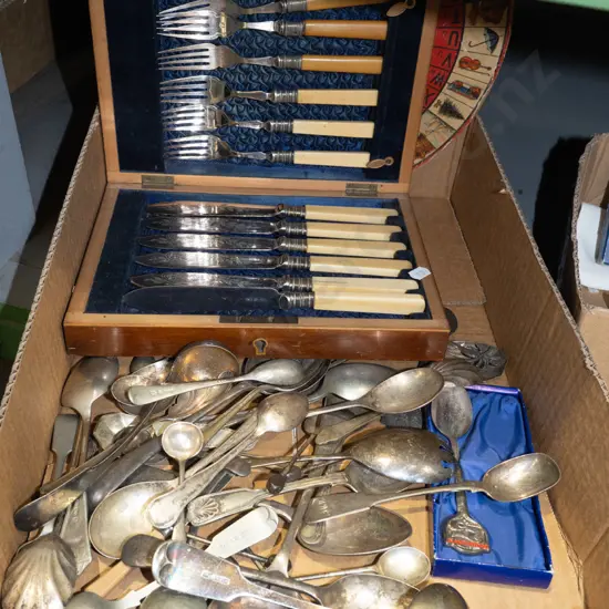 box; fish set, spoons etc