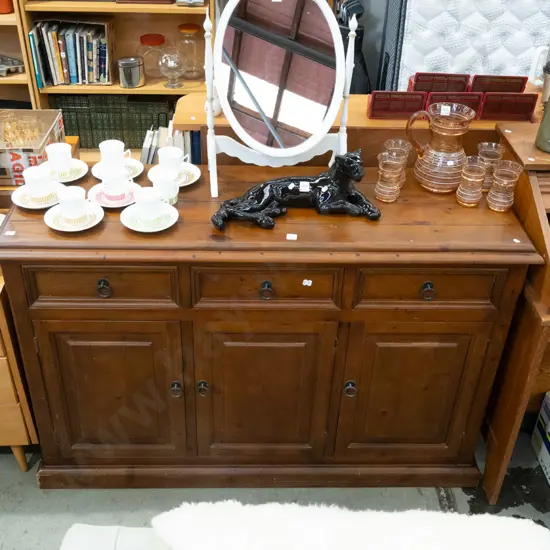 solid pine 3 door 3 drawer sideboard H910 W1385 D450