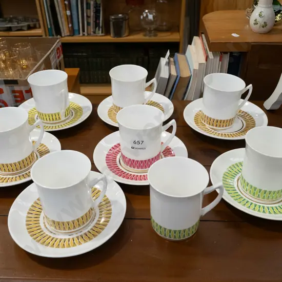 Elizabethan Calypso coffee cups and saucers - 1 has no saucer