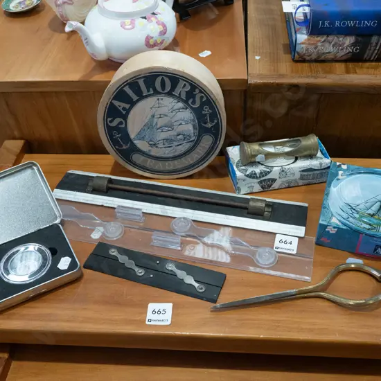 compass, hour glass, rolling ruler etc